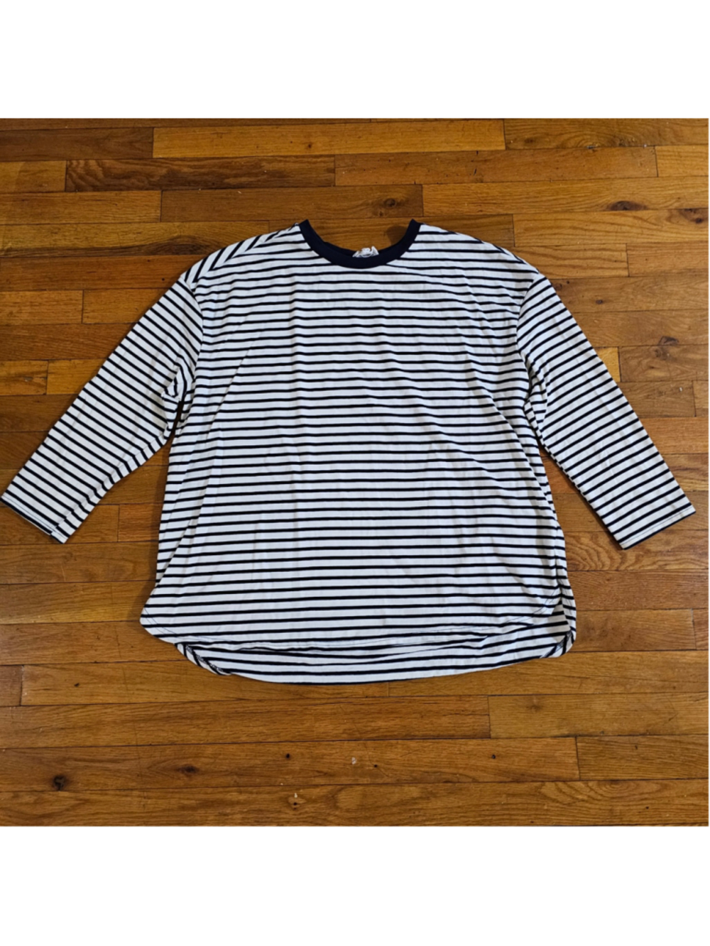 Pomander Place Womens XL Striped Long Sleeve Crew Neck Top Black White Tuckernuc